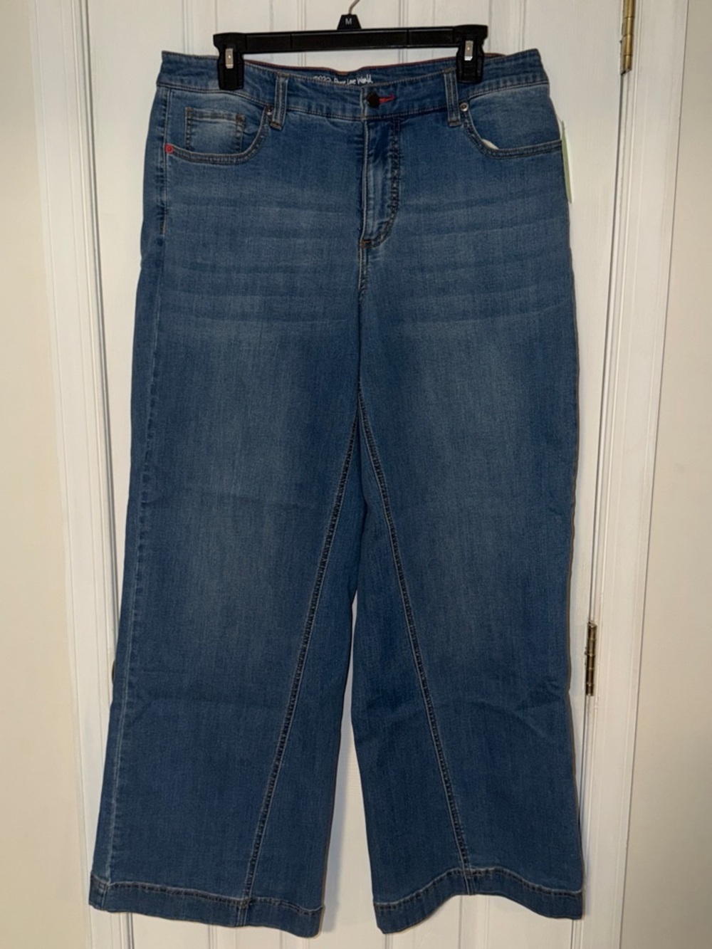 Peace Love World Wide-Leg High-Rise Jeans in Blue